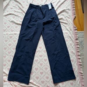 NWT Abercrombie and Fitch Navy Straight-Leg Pleated Dress Pants